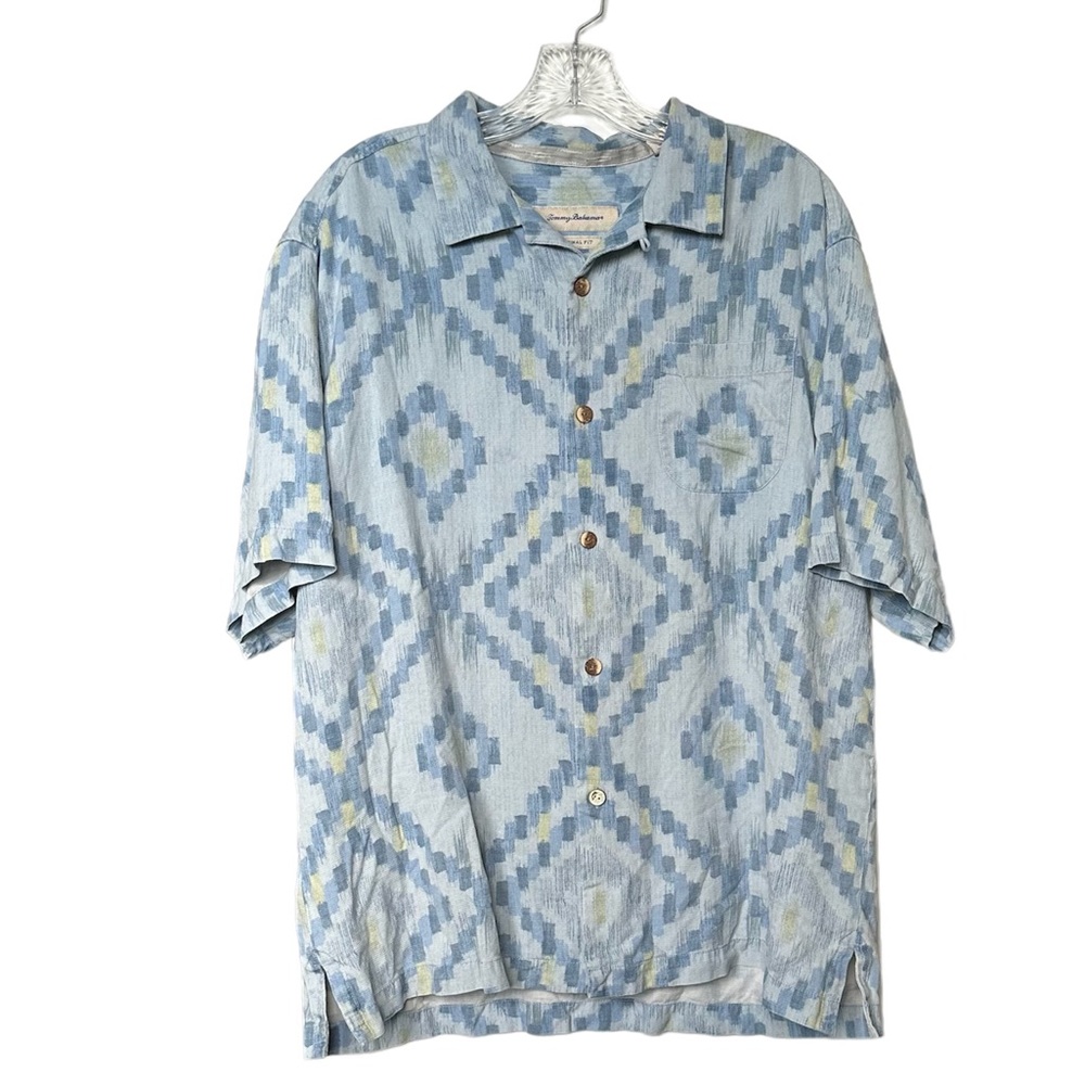 Tommy Bahama Ikat Silk Button‎ Up Mens L Vacation Resortwear Grandpacore Beach